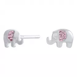 NORDAHL ANDERSEN Elefant Ohrringe in rhodiniertem Silber rosa Zirkon