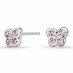 NORDAHL ANDERSEN Schmetterling Ohrringe in rhodiniertem Silber rosa Zirkon