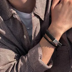 Nordahl andersen armband in stahl schwarzem onyx