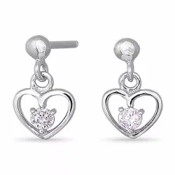 NORDAHL ANDERSEN Herz Ohrringe in rhodiniertem Silber rosa Zirkon