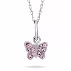 NORDAHL ANDERSEN Schmetterling Anhänger mit Kette in rhodiniertem Silber rosa Zirkon