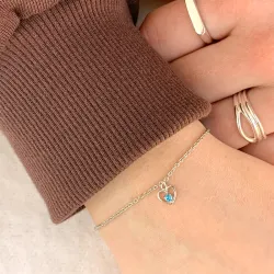 Kinder NORDAHL ANDERSEN Herz Armband in rhodiniertem Silber blauem Zirkon