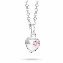 NORDAHL ANDERSEN Herz Anhänger mit Kette in rhodiniertem Silber rosa Zirkon