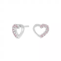 Herz Ohrringe in Silber pink Zirkon