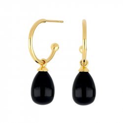 NORDAHL ANDERSEN schwarzem Onyx Ohrringe in vergoldetem Sterlingsilber schwarz Onyx