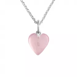 NORDAHL ANDERSEN Herz Halskette in rhodiniertem Silber pink Chalzedon