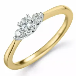 Diamantring in 14 karat gold- und weißgold 0,20 ct 0,10 ct