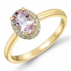 ovaler morganit Diamantring in 14 Karat Gold 0,83 ct 0,09 ct