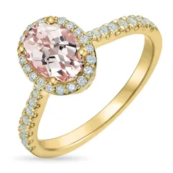 morganit Diamantring in 14 Karat Gold 1,28 ct 0,32 ct