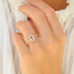morganit Diamantring in 14 Karat Gold 1,28 ct 0,32 ct