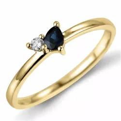 Saphir diamantring in 14 karat gold 0,22 ct 0,04 ct