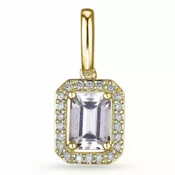 Viereckigem morganit diamantanhänger in 14 karat gold 0,78 ct 0,11 ct