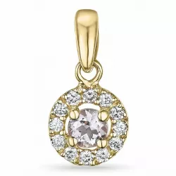 runder morganit Diamantanhänger in 14 karat Gold 0,09 ct 0,07 ct