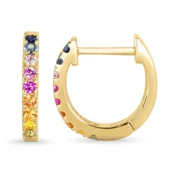 12 mm regenbogenfarbenen Saphir Kreole in 14 Karat Gold mit Saphir