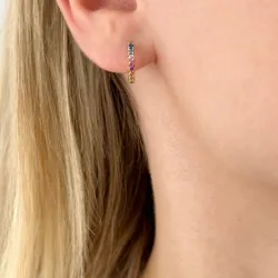 12 mm regenbogenfarbenen Saphir Kreole in 14 Karat Gold mit Saphir