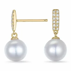 Perle Kreole in 14 Karat Gold mit Diamant