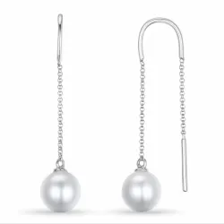 lange Süßwasserperle, aaa-Qualität Ohrringe in 14 Karat Weißgold mit 
