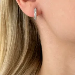 14 mm Brillant Kreole in 14 Karat Weißgold mit Diamant