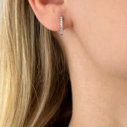 12 mm Kreole in 14 Karat Weißgold mit Diamant