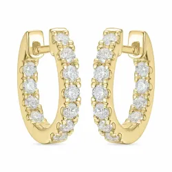 14 mm Diamant Kreole in 14 Karat Gold mit Diamant