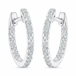 14 mm Diamant Kreole in 14 Karat Weißgold mit Diamant