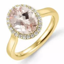 Elegant morganit diamantring in 14 karat gold 1.82 ct 0,12 ct