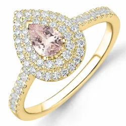 morganit Diamantring in 14 Karat Gold 0,35 ct 0,39 ct