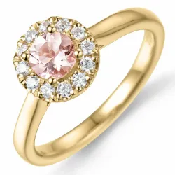 morganit Diamantring in 14 Karat Gold 0,43 ct 0,22 ct