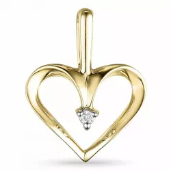 Herz diamant anhänger in 14 karat gold 0,01 ct
