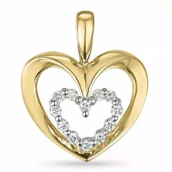 Herz diamant anhänger in 14 karat gold- und weißgold 0,18 ct