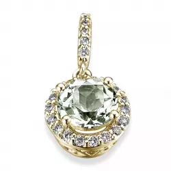 grünem Amethyst Diamantanhänger in 14 karat Gold 0,80 ct 0,13 ct