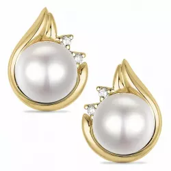 Tropfen Perle Diamantohrringe in 14 Karat Gold mit Diamant 