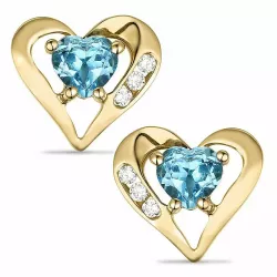 Herz topas diamantohrringe in 14 karat gold mit diamanten und topasen 