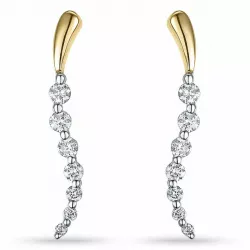 lange Diamant Ohrringe in 14 Karat Gold und Weißgold mit Diamant 