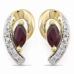 Blatt Rubin Diamantohrringe in 14 Karat Gold und Weißgold mit Diamant und Rubin 