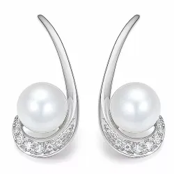 Perle diamantohrringe in 14 karat weißgold mit diamanten 