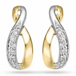 infinity Diamant Ohrringe in 14 Karat Gold und Weißgold mit Diamant 