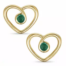 Herz Smaragd Ohrringe in 14 Karat Gold mit Smaragd 