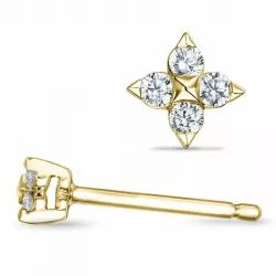 Blumen Diamantohrringe in 14 Karat Gold mit Diamant 