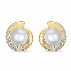 Perle Brillantohrringen in 14 Karat Gold mit Diamant 