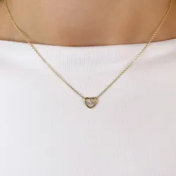 42 cm Herz diamant anhänger mit halskette in 14 karat Gold 0,05 ct