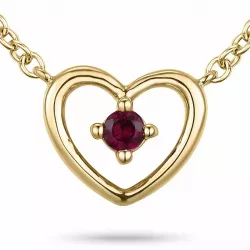 42 cm Herz Rubin Anhänger mit Halskette in 14 karat Gold 0,07 ct