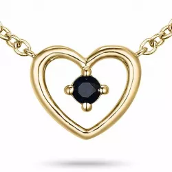 42 cm Herz Saphir Anhänger mit Halskette in 14 karat Gold 0,07 ct