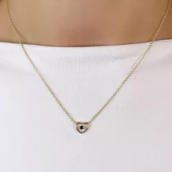 42 cm Herz Saphir Anhänger mit Halskette in 14 karat Gold 0,07 ct