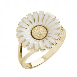 15 mm Kranz und Ziegler Marguerite weißen Ring in vergoldetem Sterlingsilber weißem Emaille