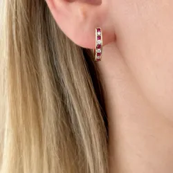 15 mm Rubin Kreole in 14 Karat Gold mit Rubin und Diamant 