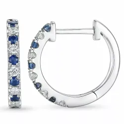 14 mm Saphir Kreole in 14 Karat Weißgold mit Saphir und Diamant