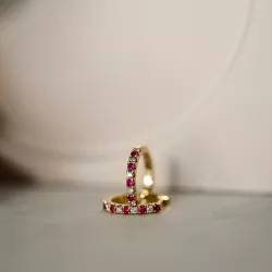 14 mm Rubin Kreole in 14 Karat Gold mit Rubin und Diamant 