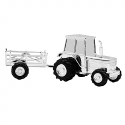 Taufgeschenk: Traktor mit Anhänger Sparschwein in verchromt  Modell: 152-86904