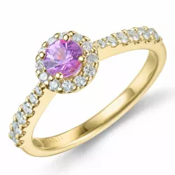 pinkfarbenem Saphir Diamantring in 14 Karat Gold 0.41 ct 0,314 ct